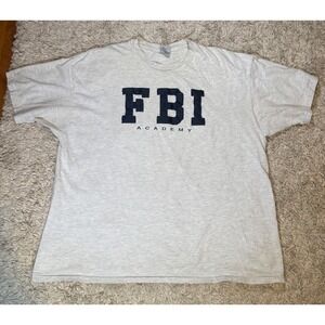 FBI Academy T-Shirt XXL Hanes Single Stitch Appliqué Heather Gray 90s Vintage